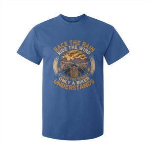 Motorcycle Rider T Shirt For Kid Race The Rain Ride The Wind Chase The Sunset TS09 Royal Blue Print Your Wear
