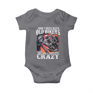 Motorcycle Rider Baby Onesie Don't Mess With Old Bikers They Don't Just Look Crazy TS09 Charcoal Print Your Wear