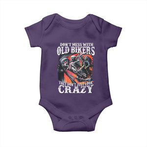 Motorcycle Rider Baby Onesie Don't Mess With Old Bikers They Don't Just Look Crazy TS09 Purple Print Your Wear