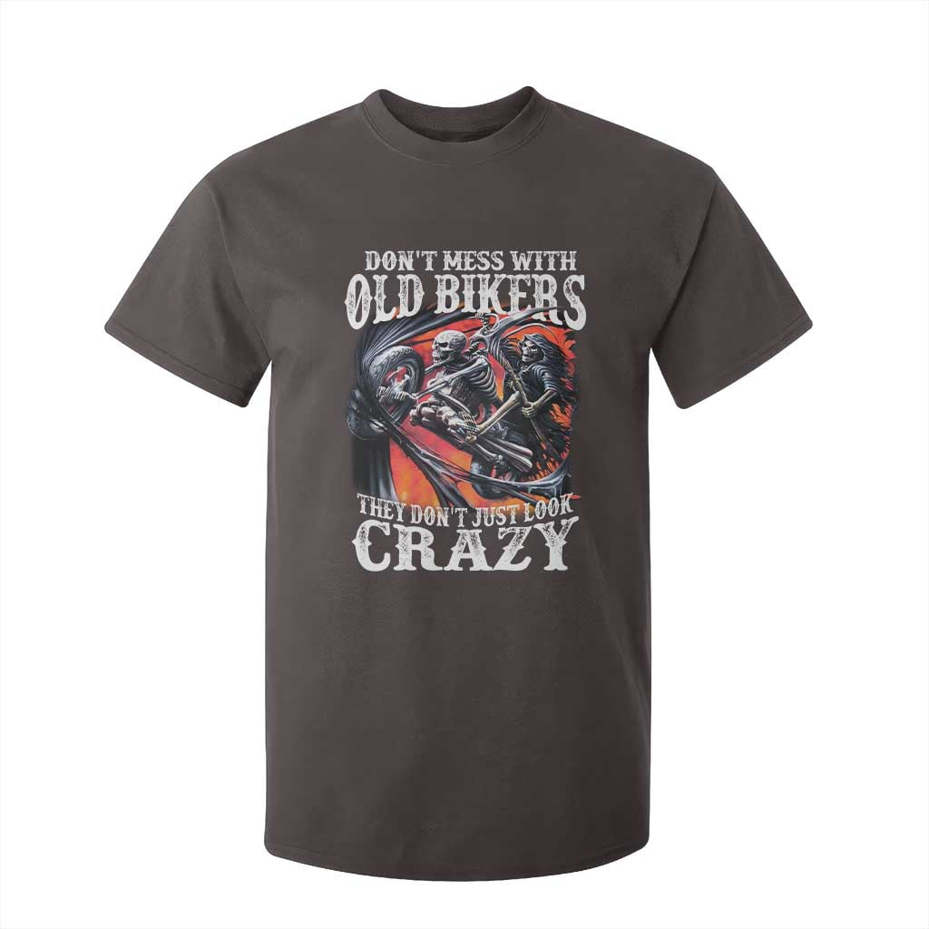 Motorcycle Rider T Shirt For Kid Don't Mess With Old Bikers They Don't Just Look Crazy TS09 Dark Chocolate Print Your Wear