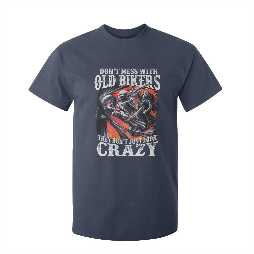 Motorcycle Rider T Shirt For Kid Don't Mess With Old Bikers They Don't Just Look Crazy TS09 Navy Print Your Wear