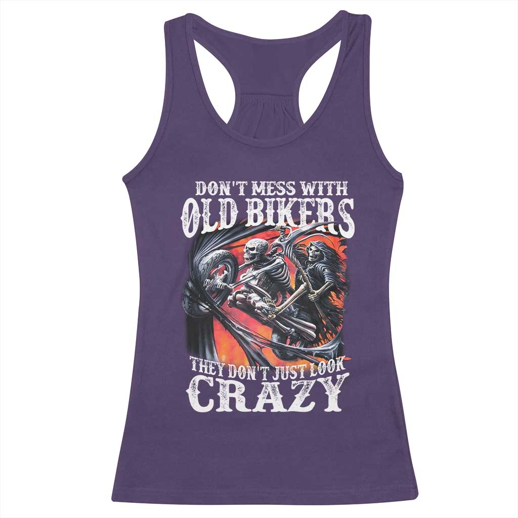 Motorcycle Rider Racerback Tank Top Don't Mess With Old Bikers They Don't Just Look Crazy TS09 Purple Print Your Wear