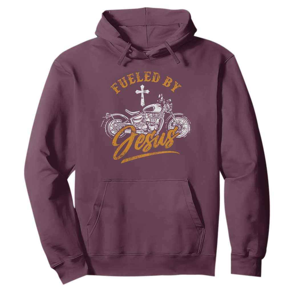 Motorcycle Rider Fueled By Jesus Hoodie TS09 Maroon Print Your Wear