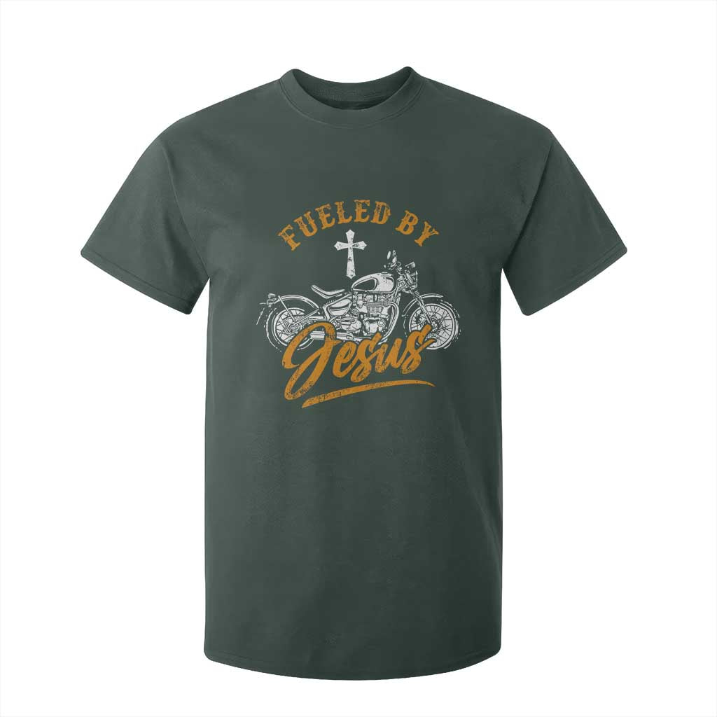 Motorcycle Rider Fueled By Jesus T Shirt For Kid TS09 Dark Forest Green Print Your Wear