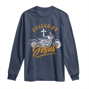 Motorcycle Rider Fueled By Jesus Long Sleeve Shirt TS09 Navy Print Your Wear