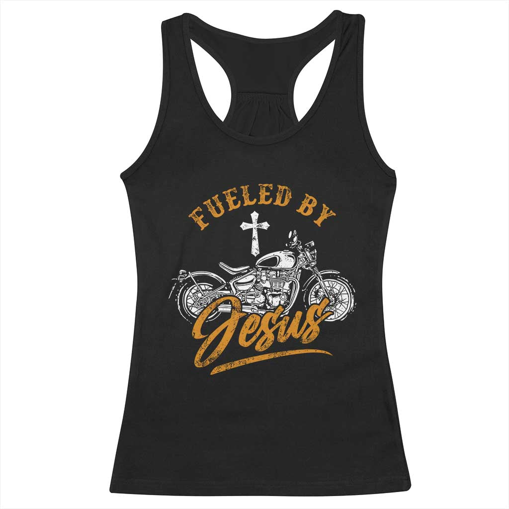 Motorcycle Rider Fueled By Jesus Racerback Tank Top TS09 Black Print Your Wear