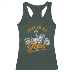 Motorcycle Rider Fueled By Jesus Racerback Tank Top TS09 Dark Forest Green Print Your Wear