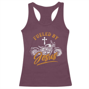 Motorcycle Rider Fueled By Jesus Racerback Tank Top TS09 Maroon Print Your Wear