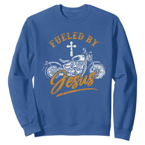 Motorcycle Rider Fueled By Jesus Sweatshirt TS09 Royal Blue Print Your Wear
