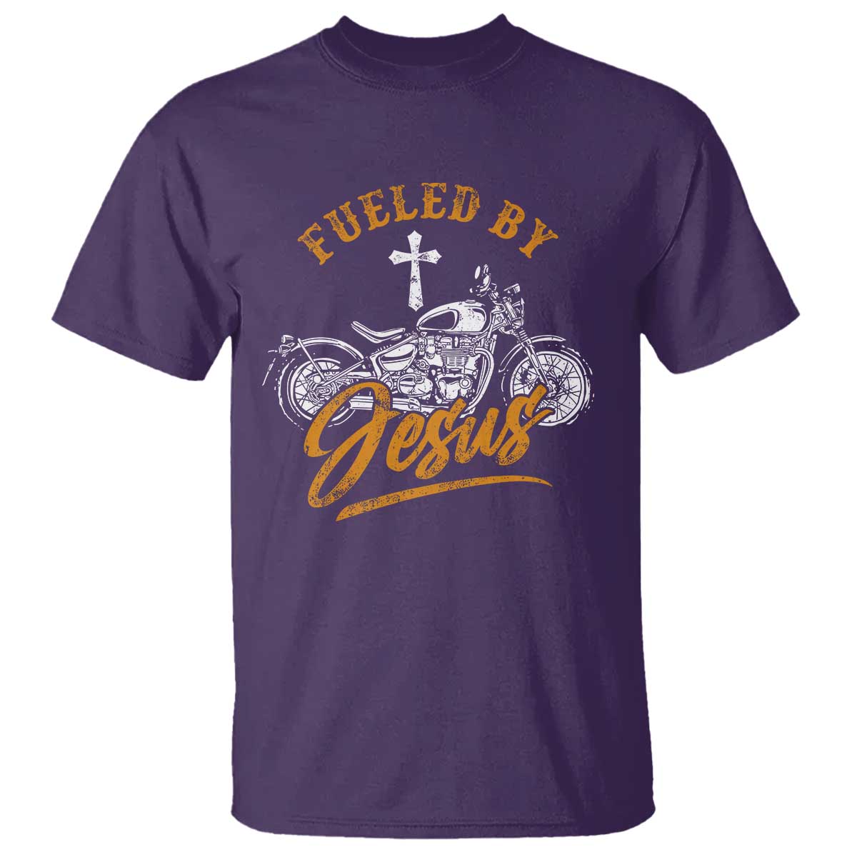 Motorcycle Rider Fueled By Jesus T Shirt TS09 Purple Print Your Wear