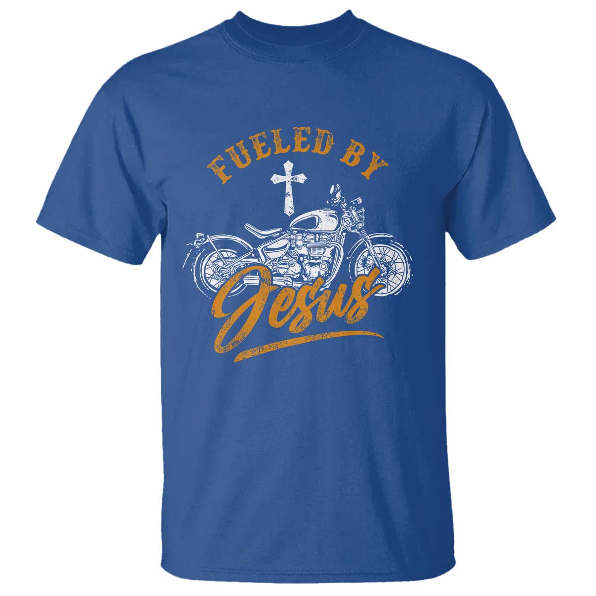 Motorcycle Rider Fueled By Jesus T Shirt TS09 Royal Blue Print Your Wear