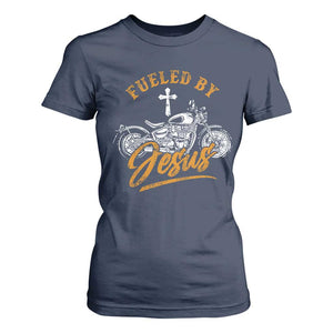 Motorcycle Rider Fueled By Jesus T Shirt For Women TS09 Navy Print Your Wear