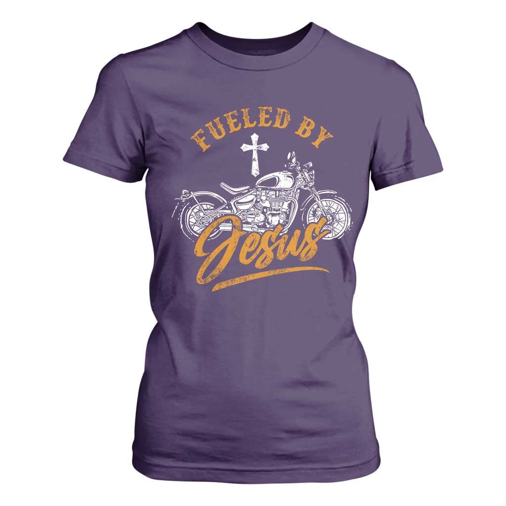 Motorcycle Rider Fueled By Jesus T Shirt For Women TS09 Purple Print Your Wear