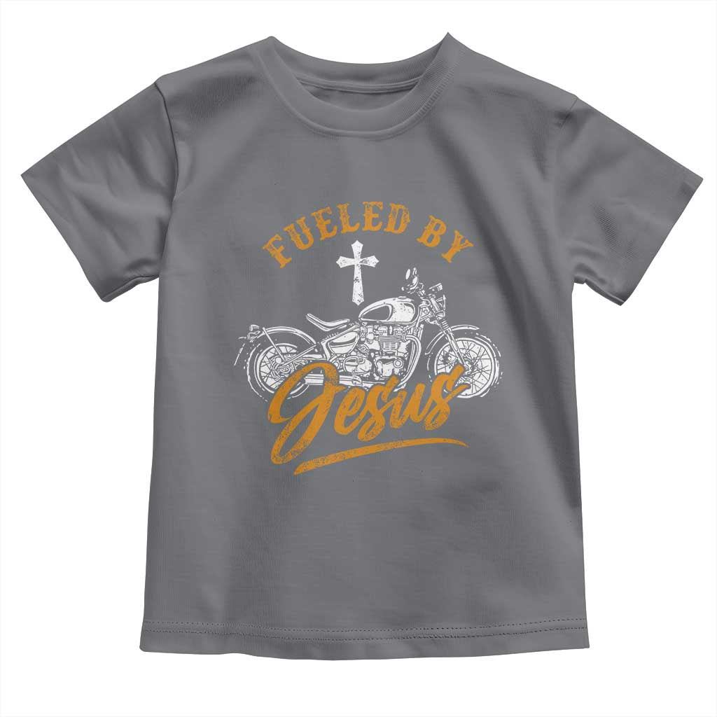 Motorcycle Rider Fueled By Jesus Toddler T Shirt TS09 Charcoal Print Your Wear