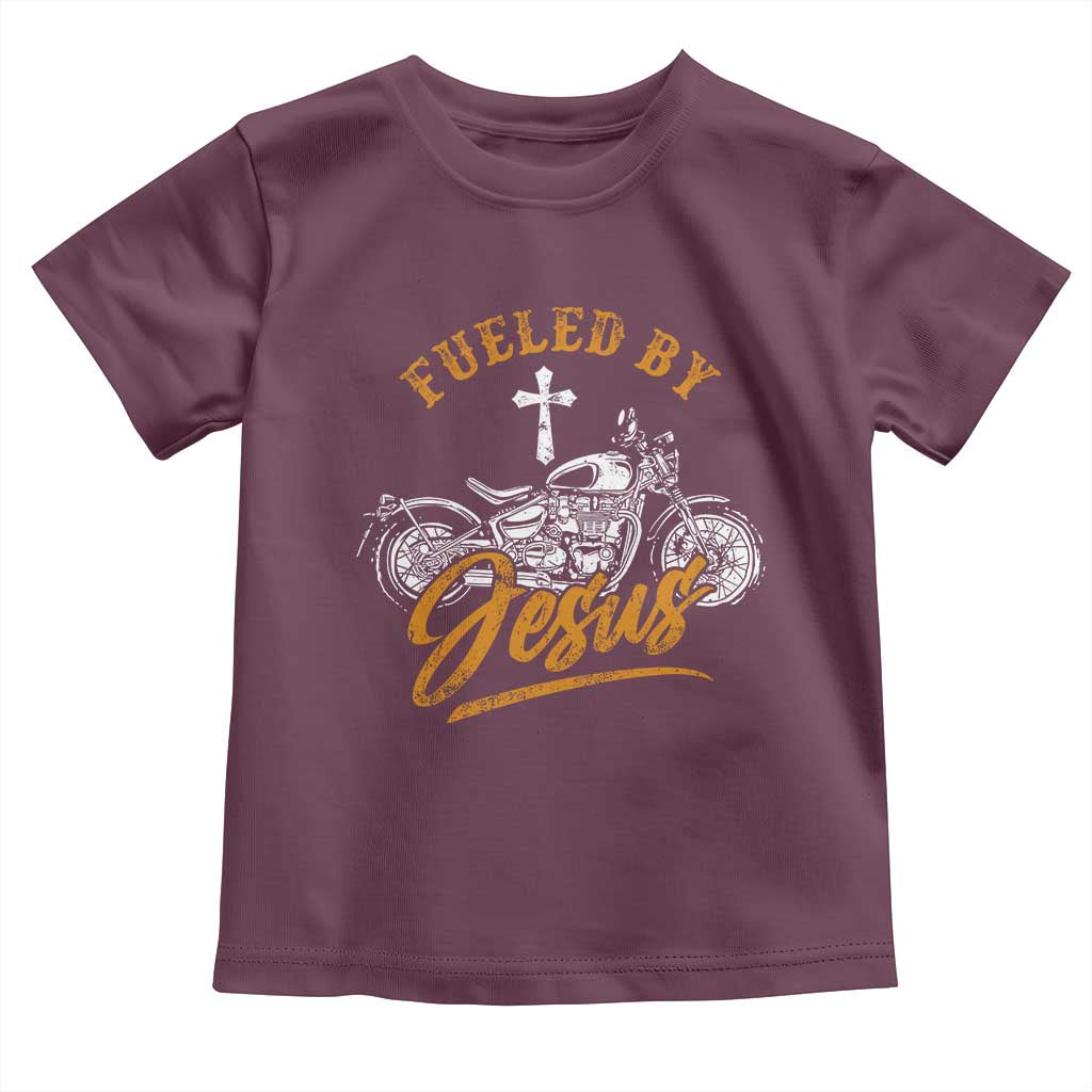 Motorcycle Rider Fueled By Jesus Toddler T Shirt TS09 Maroon Print Your Wear