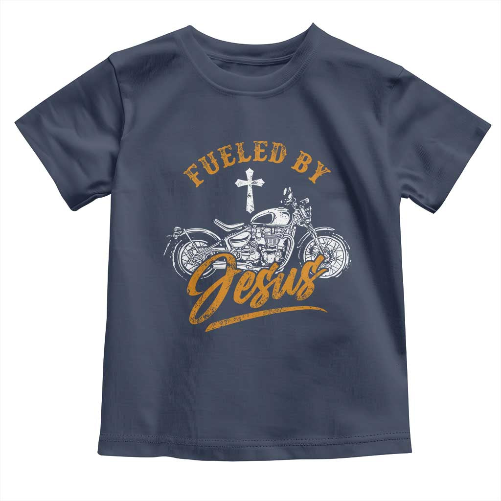 Motorcycle Rider Fueled By Jesus Toddler T Shirt TS09 Navy Print Your Wear