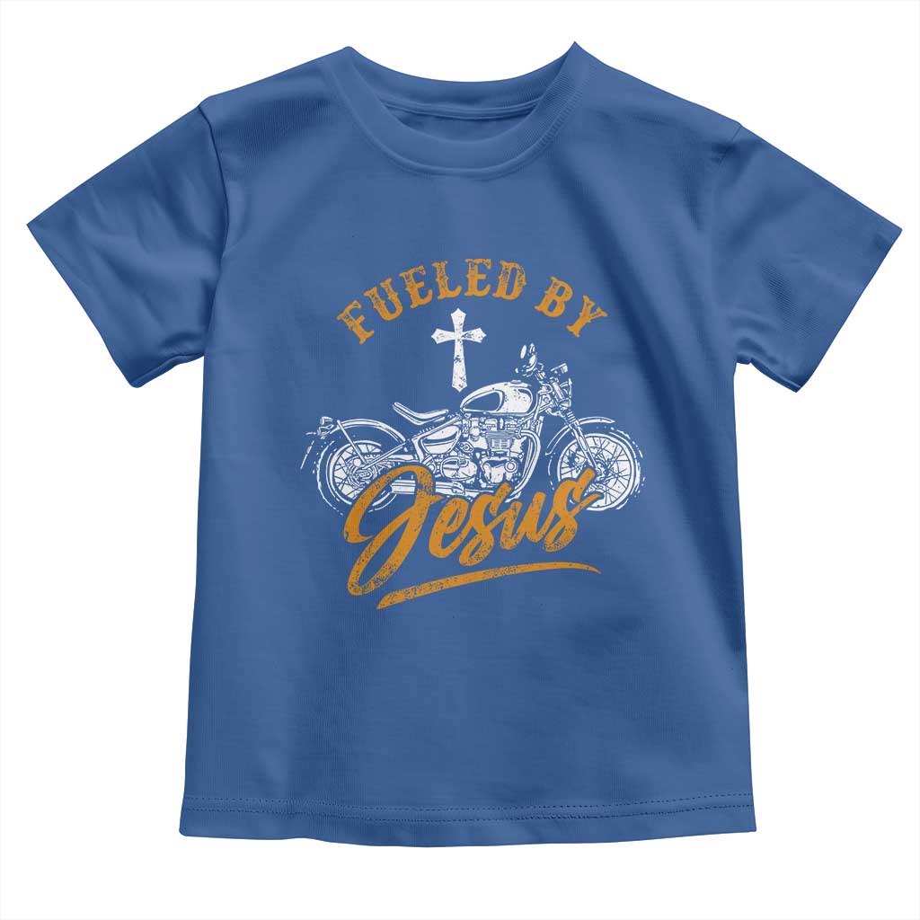 Motorcycle Rider Fueled By Jesus Toddler T Shirt TS09 Royal Blue Print Your Wear