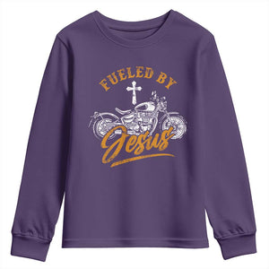 Motorcycle Rider Fueled By Jesus Youth Sweatshirt TS09 Purple Print Your Wear