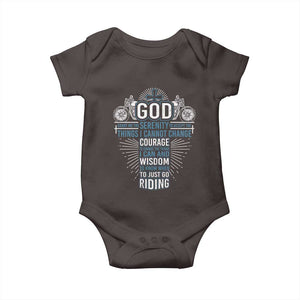Christian Motorcycle Rider Baby Onesie God Grant Me The Serenity To Accept The Things I Cannot Change TS09 Dark Chocolate Print Your Wear