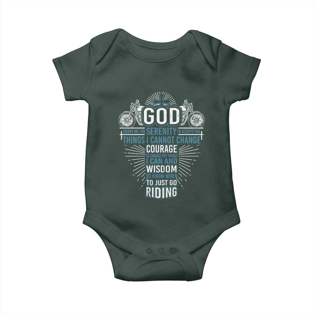 Christian Motorcycle Rider Baby Onesie God Grant Me The Serenity To Accept The Things I Cannot Change TS09 Print Your Wear