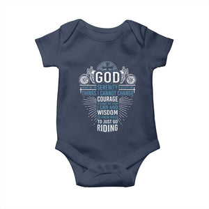 Christian Motorcycle Rider Baby Onesie God Grant Me The Serenity To Accept The Things I Cannot Change TS09 Navy Print Your Wear