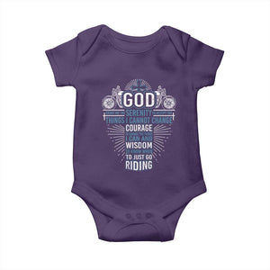 Christian Motorcycle Rider Baby Onesie God Grant Me The Serenity To Accept The Things I Cannot Change TS09 Purple Print Your Wear