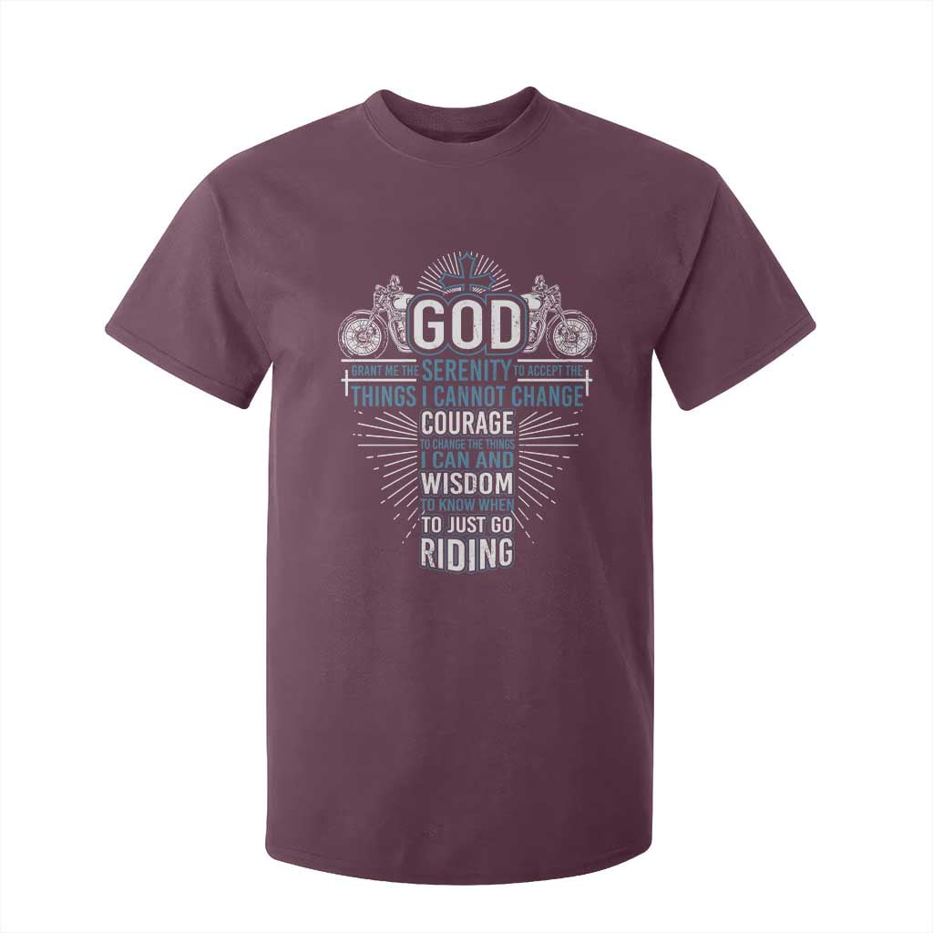 Christian Motorcycle Rider T Shirt For Kid God Grant Me The Serenity To Accept The Things I Cannot Change TS09 Maroon Print Your Wear