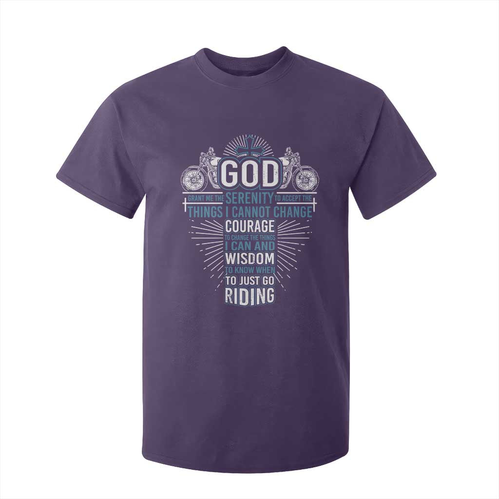 Christian Motorcycle Rider T Shirt For Kid God Grant Me The Serenity To Accept The Things I Cannot Change TS09 Purple Print Your Wear