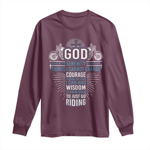 Christian Motorcycle Rider Long Sleeve Shirt God Grant Me The Serenity To Accept The Things I Cannot Change TS09 Maroon Print Your Wear