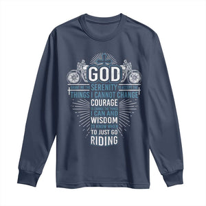Christian Motorcycle Rider Long Sleeve Shirt God Grant Me The Serenity To Accept The Things I Cannot Change TS09 Navy Print Your Wear