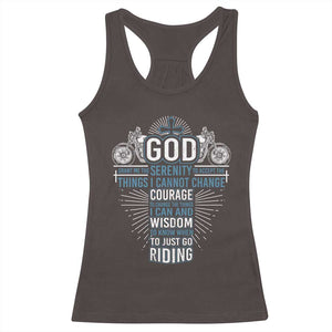 Christian Motorcycle Rider Racerback Tank Top God Grant Me The Serenity To Accept The Things I Cannot Change TS09 Dark Chocolate Print Your Wear