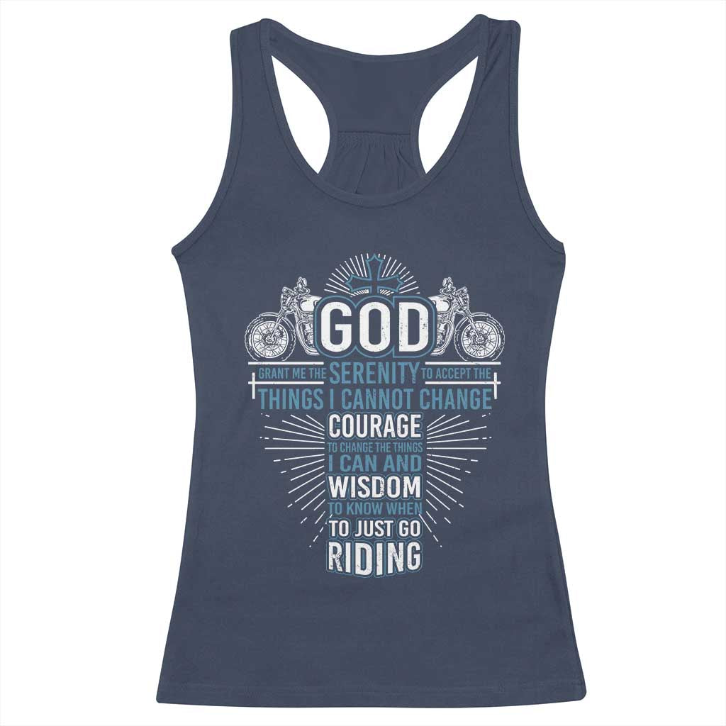 Christian Motorcycle Rider Racerback Tank Top God Grant Me The Serenity To Accept The Things I Cannot Change TS09 Navy Print Your Wear