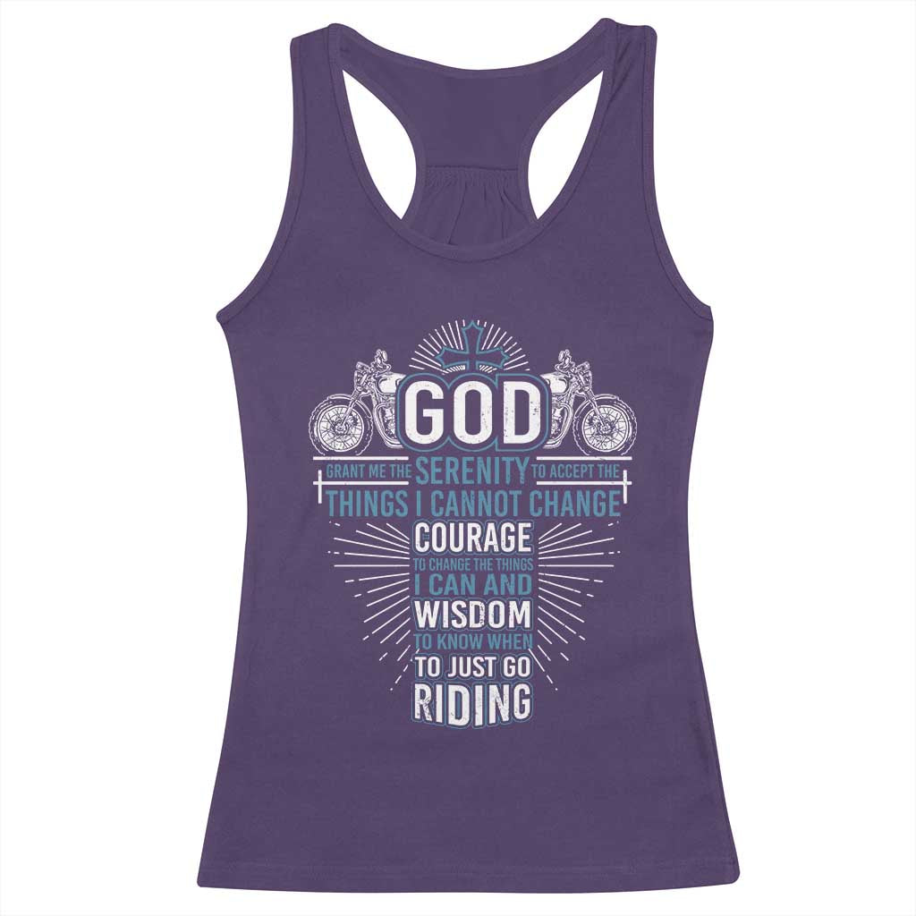 Christian Motorcycle Rider Racerback Tank Top God Grant Me The Serenity To Accept The Things I Cannot Change TS09 Purple Print Your Wear
