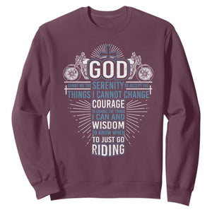 Christian Motorcycle Rider Sweatshirt God Grant Me The Serenity To Accept The Things I Cannot Change TS09 Maroon Print Your Wear