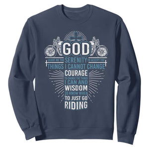 Christian Motorcycle Rider Sweatshirt God Grant Me The Serenity To Accept The Things I Cannot Change TS09 Navy Print Your Wear