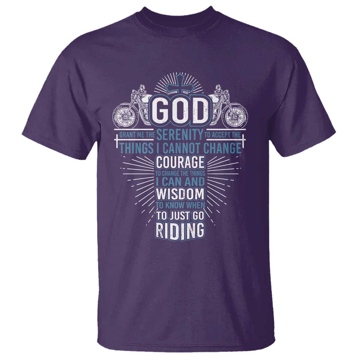 Christian Motorcycle Rider T Shirt God Grant Me The Serenity To Accept The Things I Cannot Change TS09 Purple Print Your Wear
