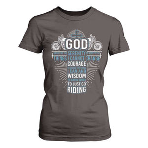 Christian Motorcycle Rider T Shirt For Women God Grant Me The Serenity To Accept The Things I Cannot Change TS09 Dark Chocolate Print Your Wear