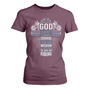 Christian Motorcycle Rider T Shirt For Women God Grant Me The Serenity To Accept The Things I Cannot Change TS09 Maroon Print Your Wear