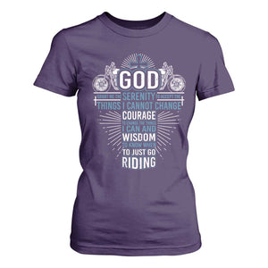 Christian Motorcycle Rider T Shirt For Women God Grant Me The Serenity To Accept The Things I Cannot Change TS09 Purple Print Your Wear