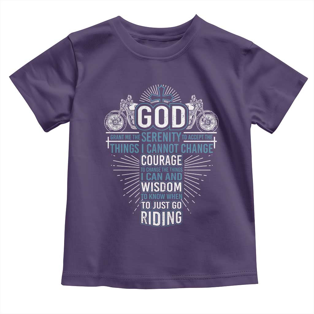 Christian Motorcycle Rider Toddler T Shirt God Grant Me The Serenity To Accept The Things I Cannot Change TS09 Purple Print Your Wear