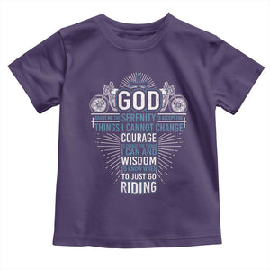 Christian Motorcycle Rider Toddler T Shirt God Grant Me The Serenity To Accept The Things I Cannot Change TS09 Purple Print Your Wear