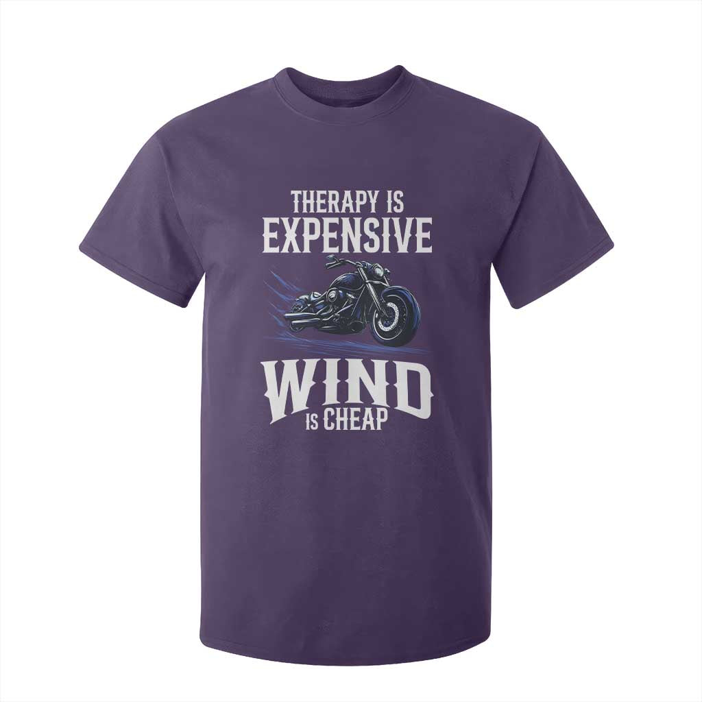 Motorcycle Rider T Shirt For Kid Therapy Is Expensive Wind Is Cheap TS09 Purple Print Your Wear