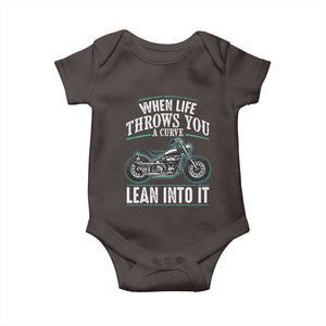 Motorcycle Rider Baby Onesie When Life Throws You A Curve Lean Into It TS09 Dark Chocolate Print Your Wear