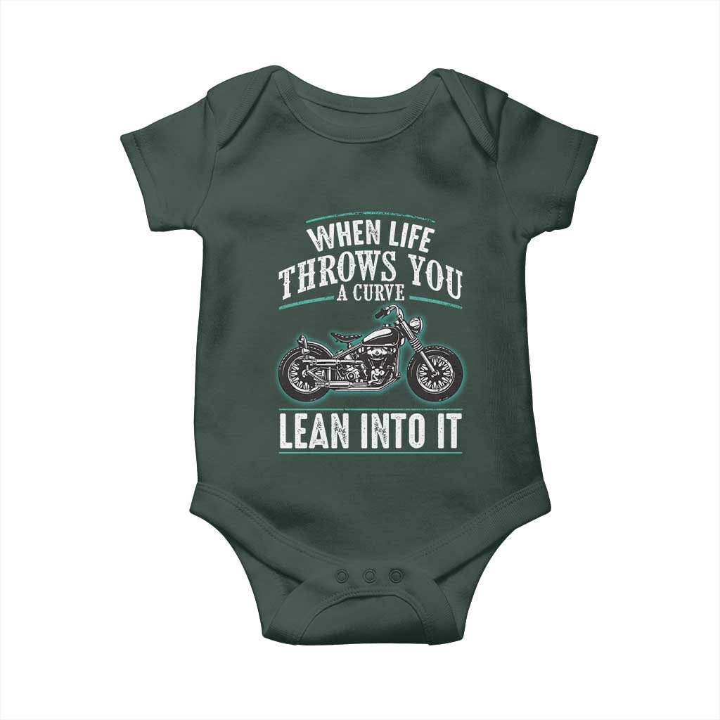 Motorcycle Rider Baby Onesie When Life Throws You A Curve Lean Into It TS09 Print Your Wear