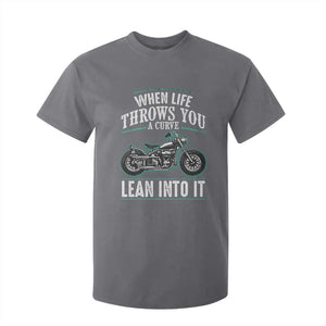 Motorcycle Rider T Shirt For Kid When Life Throws You A Curve Lean Into It TS09 Charcoal Print Your Wear