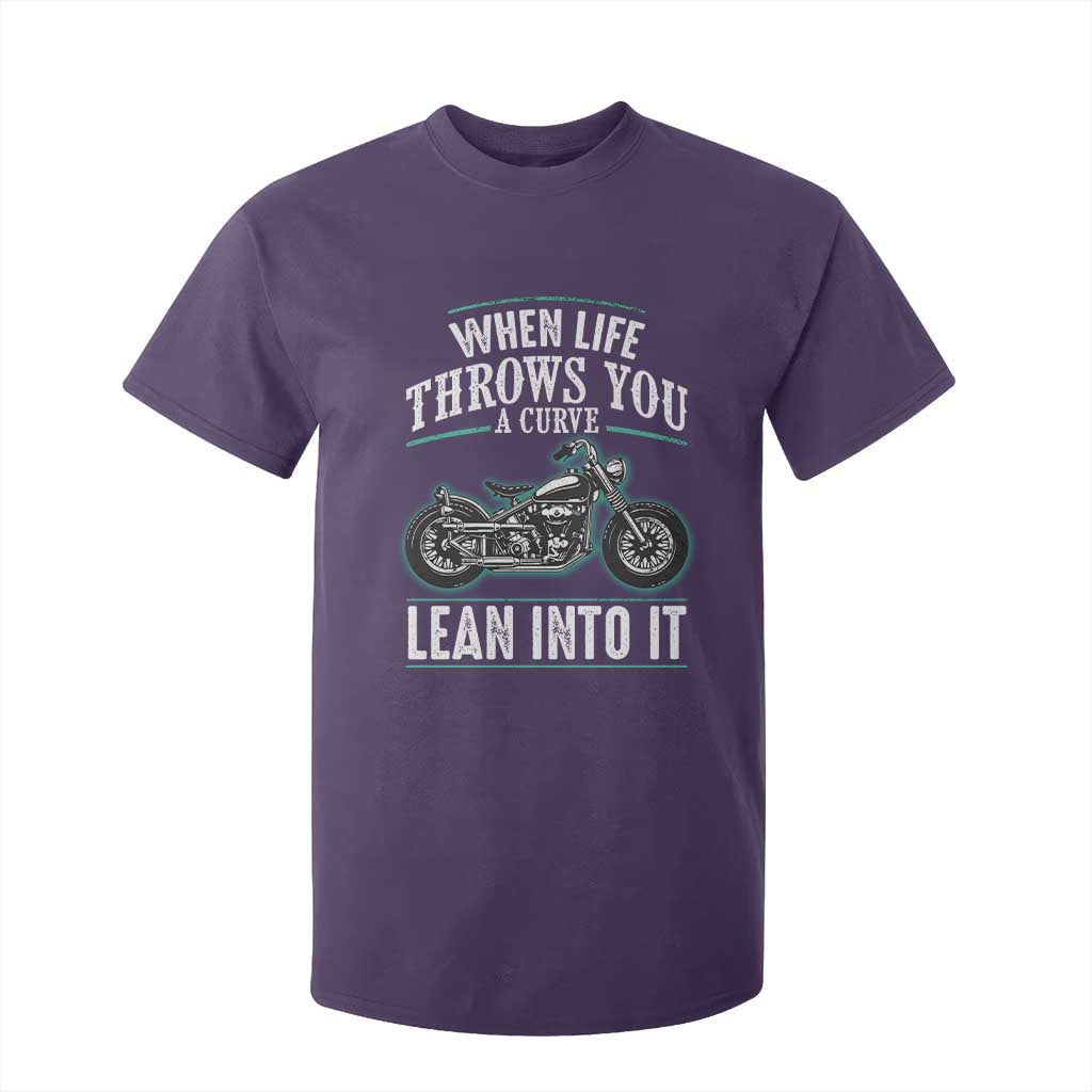 Motorcycle Rider T Shirt For Kid When Life Throws You A Curve Lean Into It TS09 Purple Print Your Wear