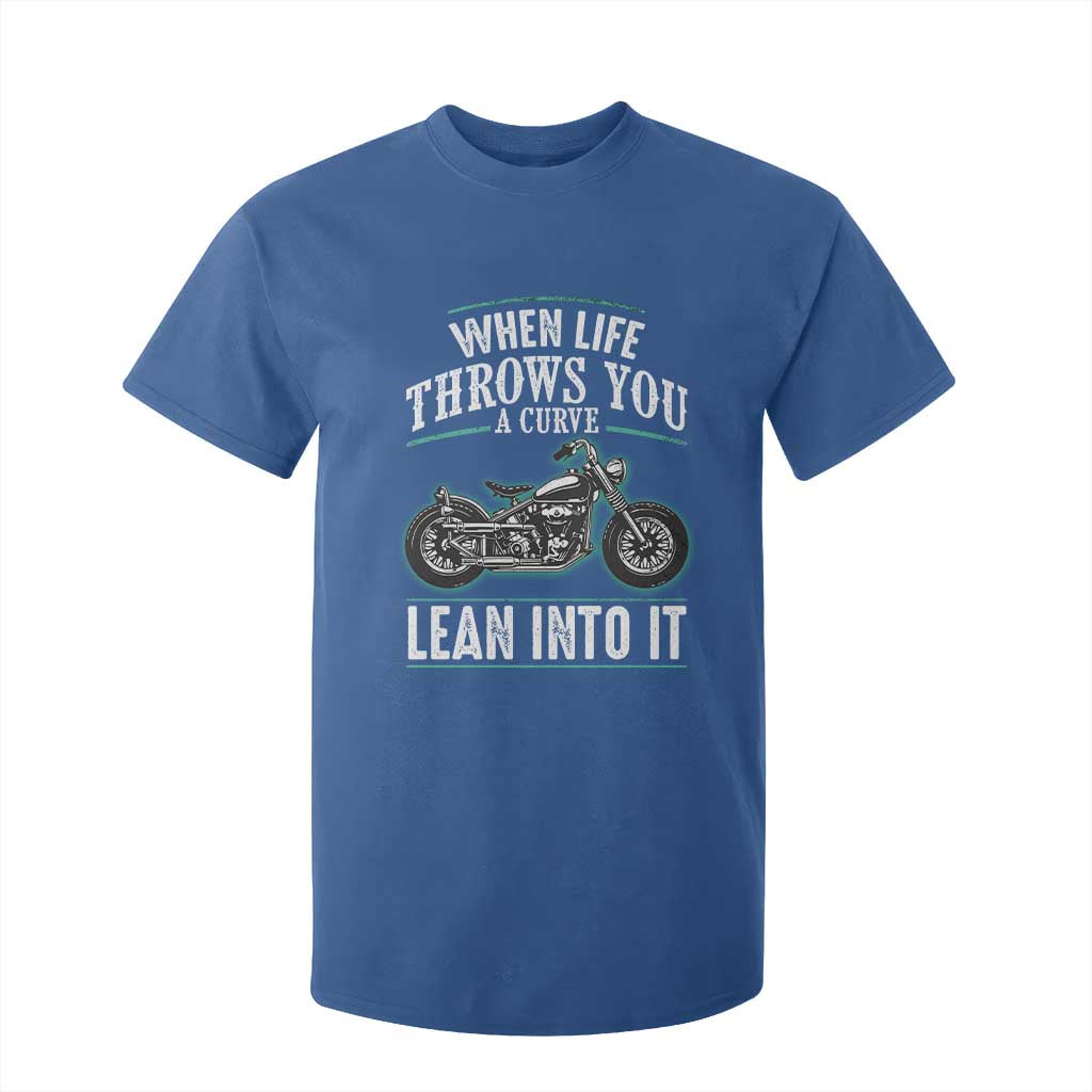 Motorcycle Rider T Shirt For Kid When Life Throws You A Curve Lean Into It TS09 Royal Blue Print Your Wear