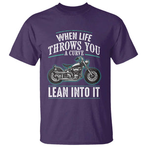 Motorcycle Rider T Shirt When Life Throws You A Curve Lean Into It TS09 Purple Print Your Wear