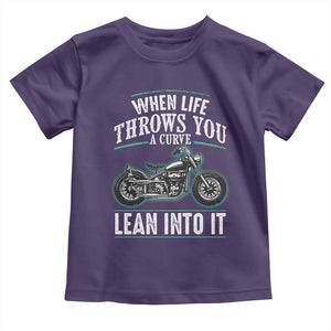 Motorcycle Rider Toddler T Shirt When Life Throws You A Curve Lean Into It TS09 Purple Print Your Wear