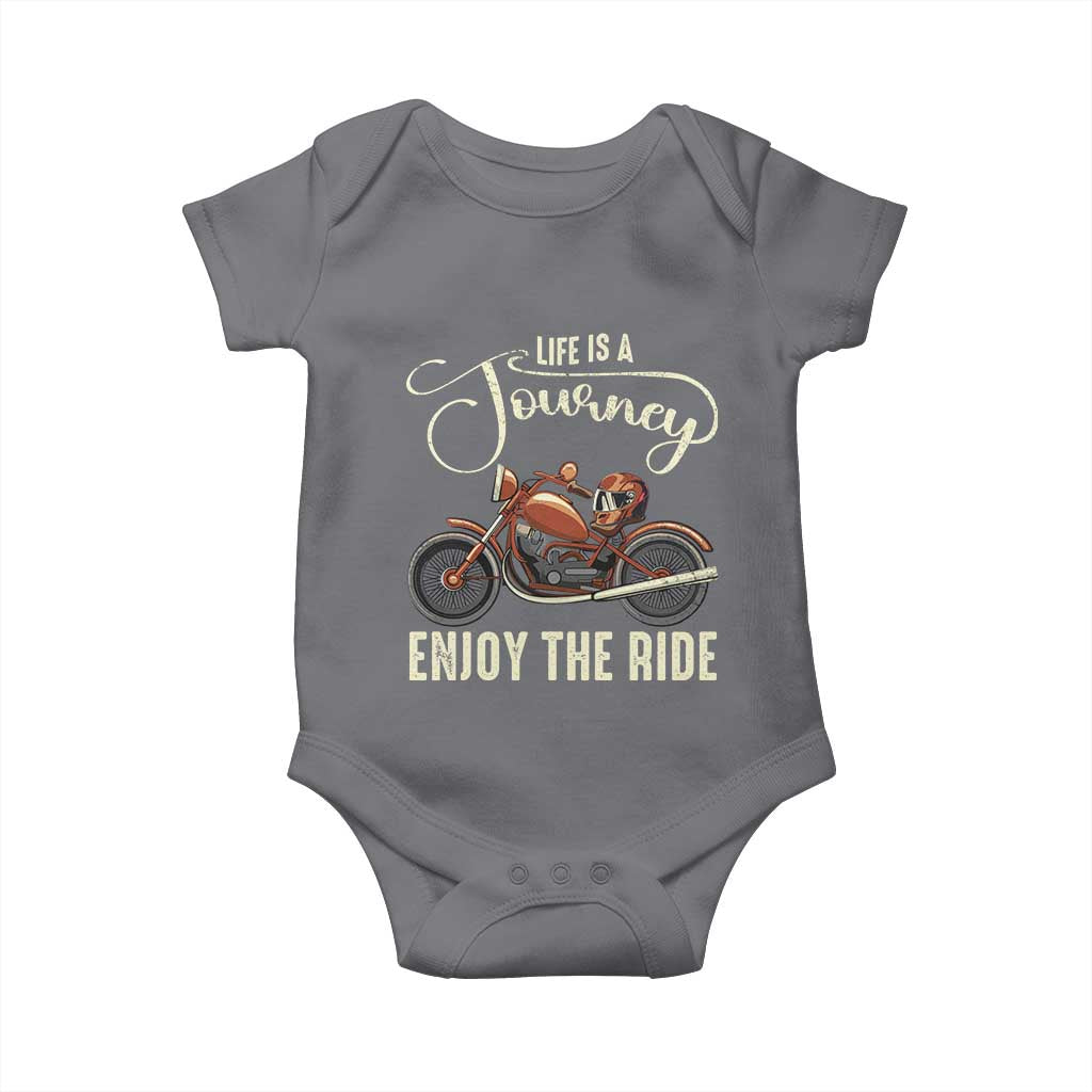 Motorcycle Rider Baby Onesie Lifes A Journey Enjoy The Ride Biker TS09 Charcoal Print Your Wear